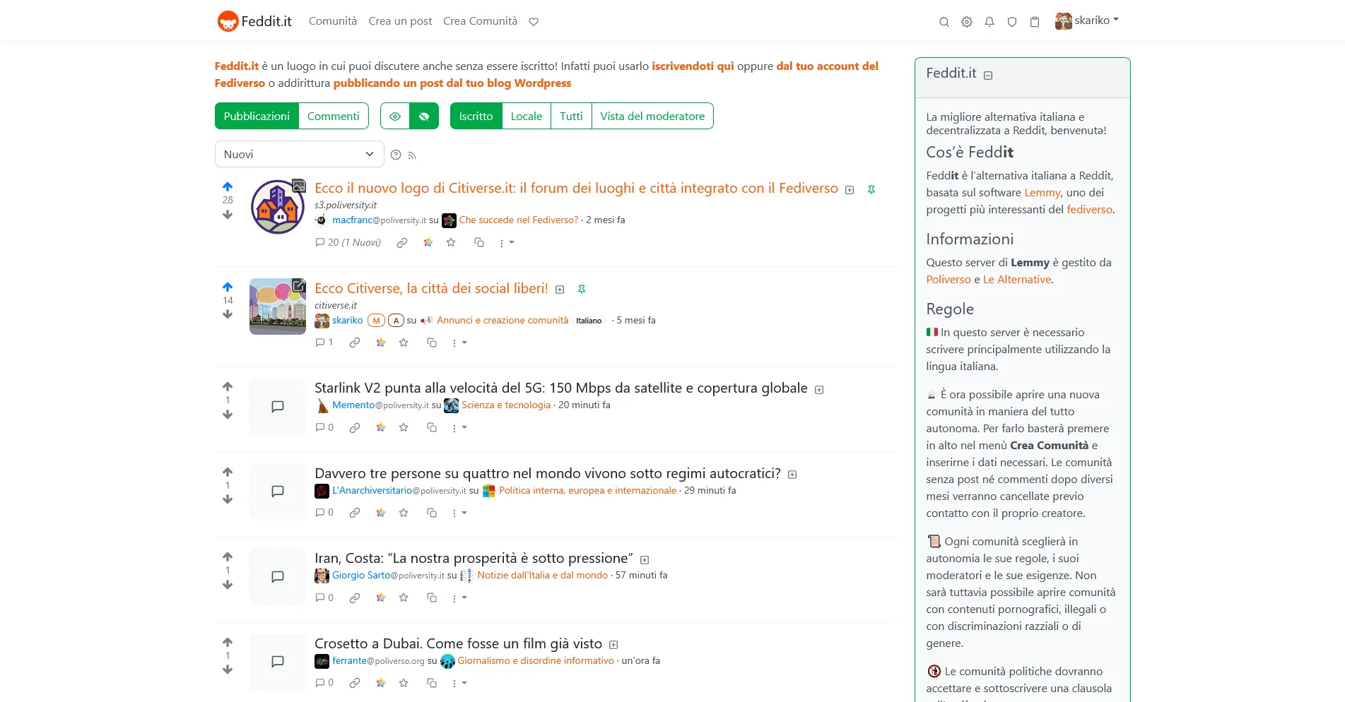 Screenshot di Feddit